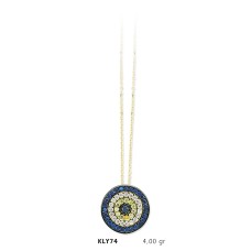 14 Ayar Altın Nazar Boncuğu Kolye KLY74
