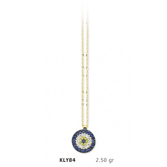 14 Ayar Altın Nazar Boncuğu Kolye KLY84