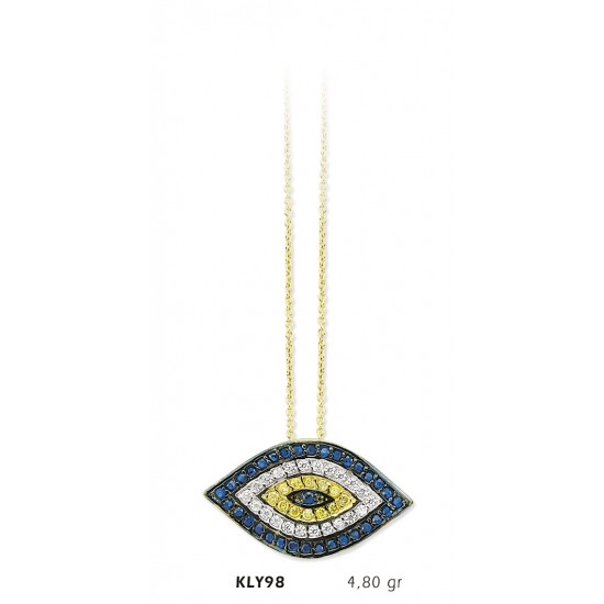 14 Ayar Altın Nazar Boncuğu Kolye KLY98