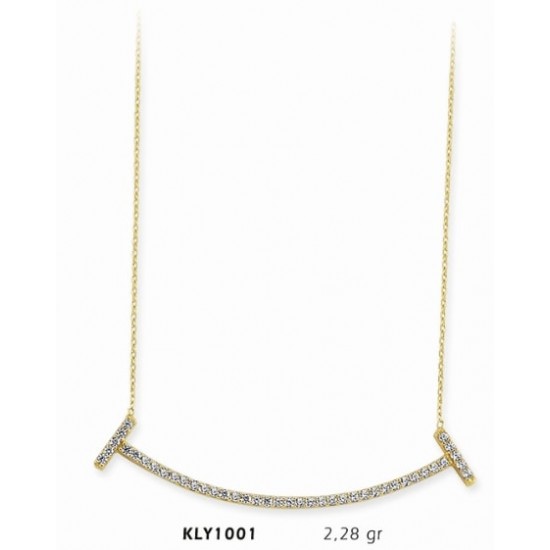 14 Ayar Altın Sıra Taşlı Kolye KLY1001 14 Ayar Altın Sıra Taşlı Kolye KLY1001