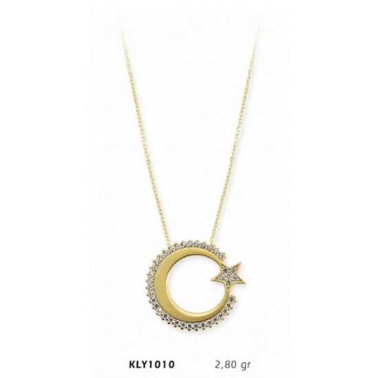 14 Ayar Altın Ay Yıldız Kolye KLY1010 14 Ayar Altın Ay Yıldız Kolye KLY1010