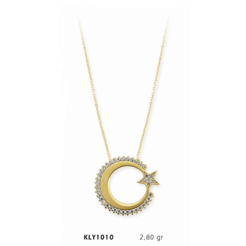 14 Ayar Altın Ay Yıldız Kolye KLY1010 14 Ayar Altın Ay Yıldız Kolye KLY1010