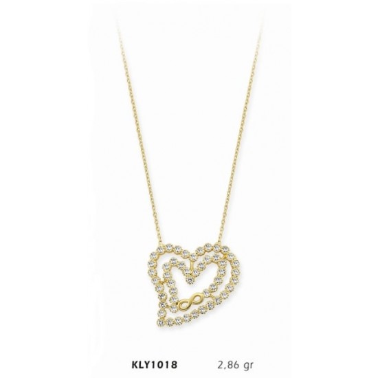 14 Ayar Altın Kalp Kolye KLY1018