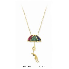 14 Ayar Altın Şemsiye Kolye KLY1025