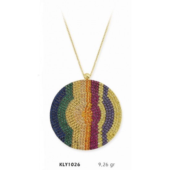 14 Ayar Altın Renkli Taşlı Kolye KLY1026