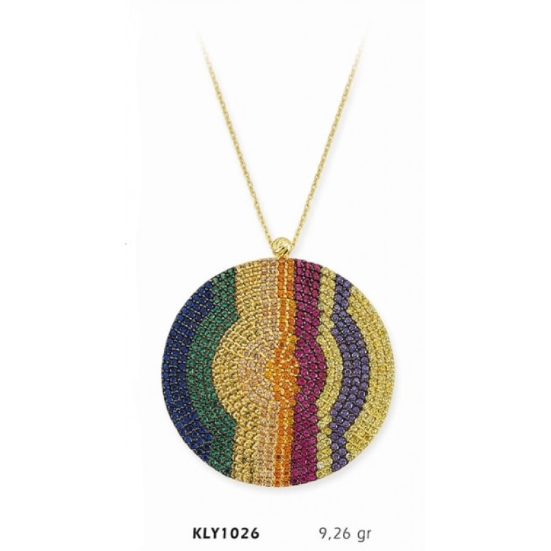 14 Ayar Altın Renkli Taşlı Kolye KLY1026 14 Ayar Altın Renkli Taşlı Kolye KLY1026