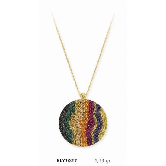 14 Ayar Altın Renkli Taşlı Kolye KLY1027