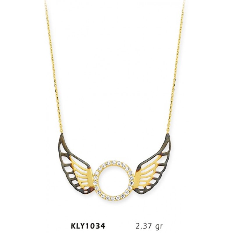 14 Ayar Altın Melek Kanadı Kolye KLY1034