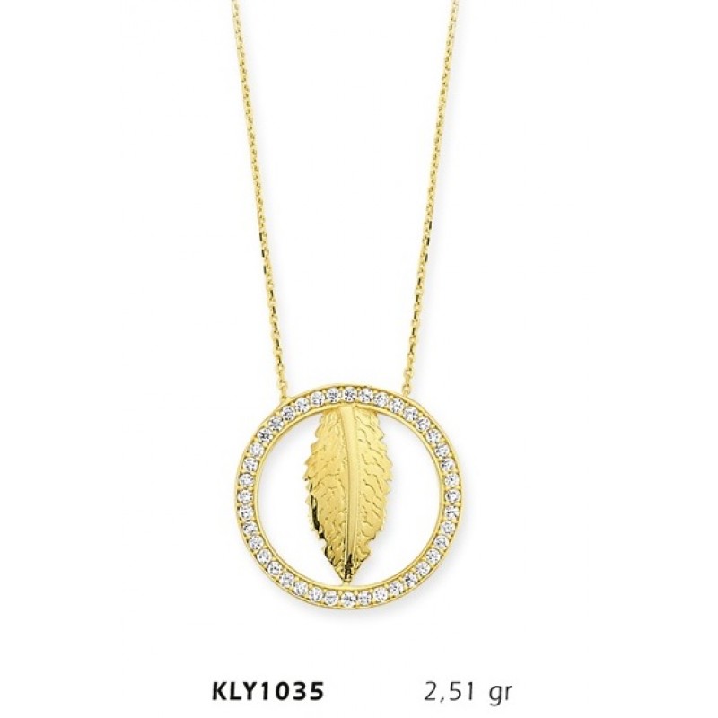 14 Ayar Altın Yaprak Kolye KLY1035