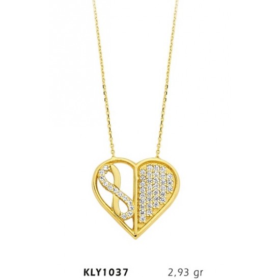14 Ayar Altın Sonsuz Kalp Kolye KLY1037