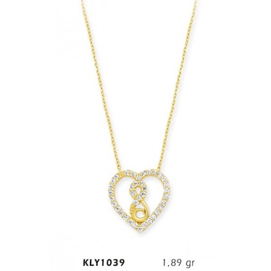 14 Ayar Altın Sonsuz Kalp Kolye KLY1039