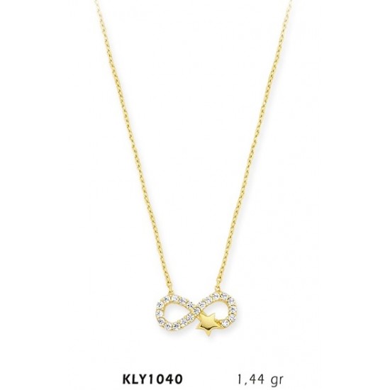 14 Ayar Altın Sonsuz Yıldız Kolye KLY1040