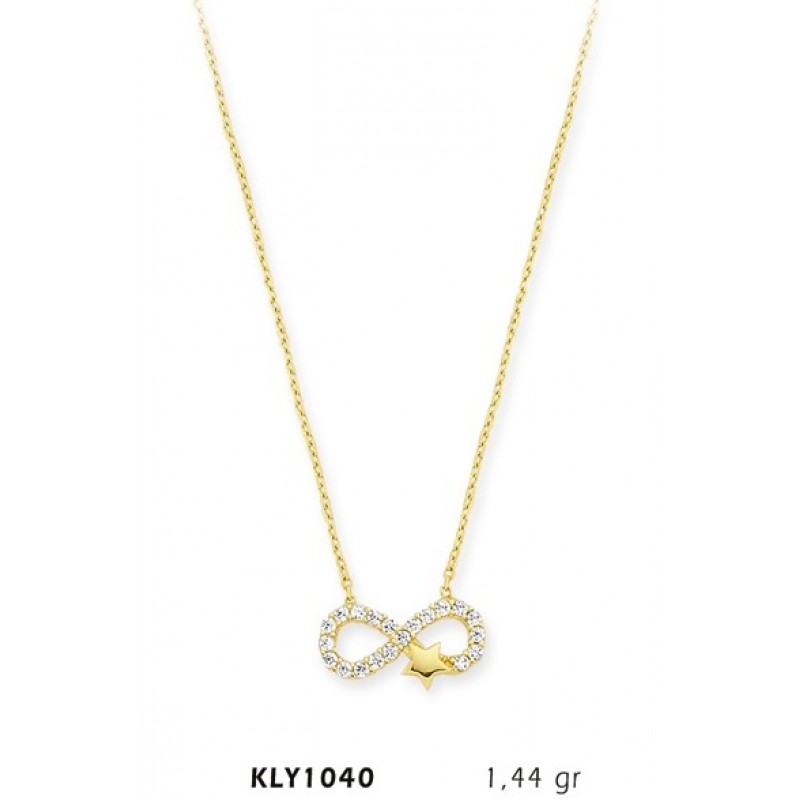 14 Ayar Altın Sonsuz Yıldız Kolye KLY1040