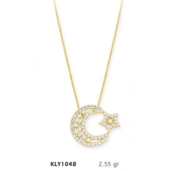 14 Ayar Altın Ayyıldız Kolye KLY1048