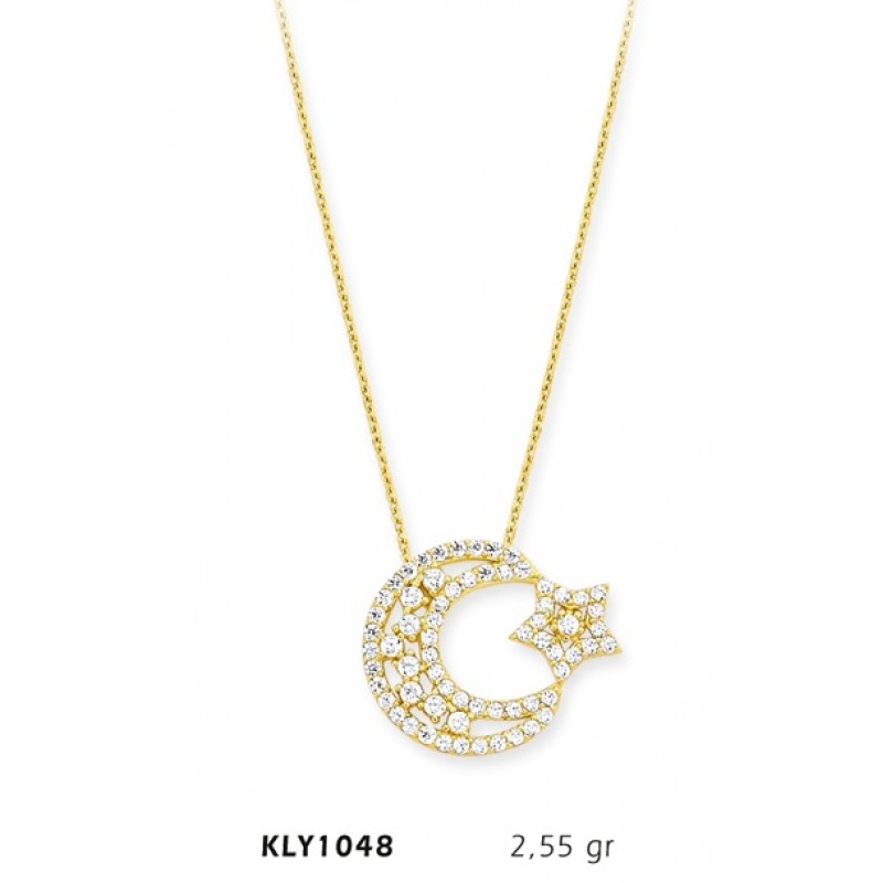 14 Ayar Altın Ayyıldız Kolye KLY1048