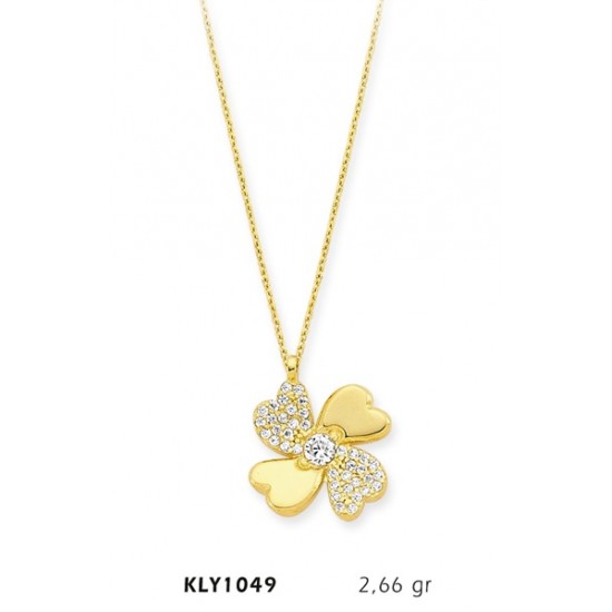 14 Ayar Altın Yonca Kolye KLY1049