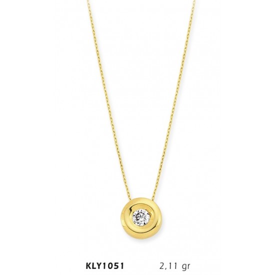 14 Ayar Altın Tektaş Kolye KLY1051