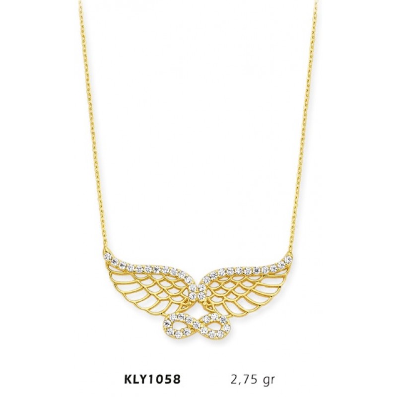 14 Ayar Altın Melek Kanadı Sonsuzluk Kolye KLY1058