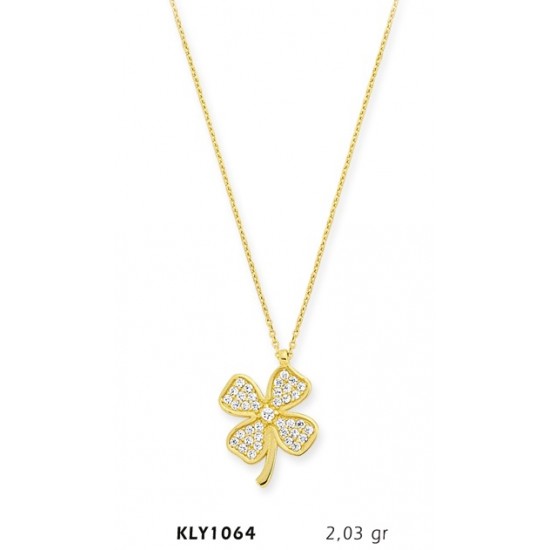 14 Ayar Altın Yonca Kolye KLY1064