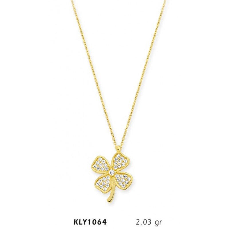 14 Ayar Altın Yonca Kolye KLY1064