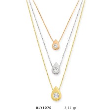 14 Ayar Altın Üçlü Tektaş Kolye KLY1070