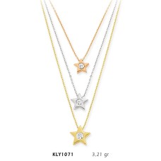 14 Ayar Altın Üçlü Yıldız Tektaş Kolye KLY1071