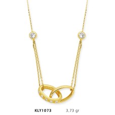 14 Ayar Altın Çift Alyans Yüzük Kolye KLY1073