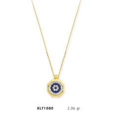 14 Ayar Altın Nazar Boncuğu Kolye KLY1080