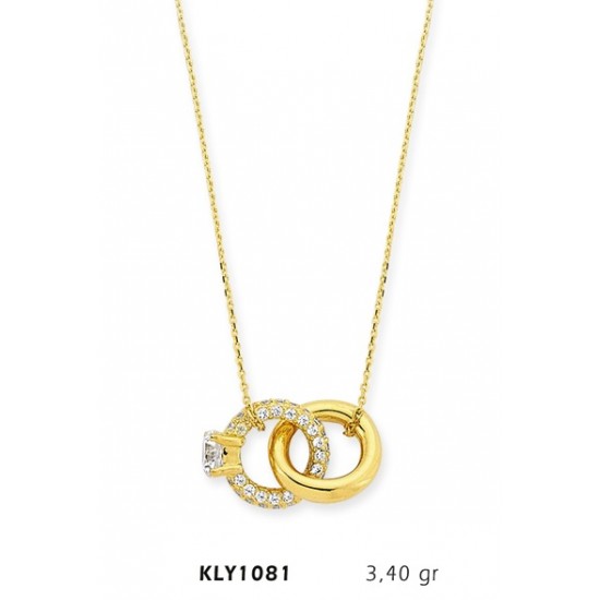 14 Ayar Altın Çift Yüzük Kolye KLY1081