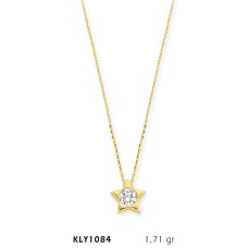 14 Ayar Altın Tektaş Yıldız Kolye KLY1084