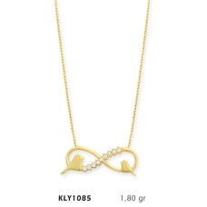 14 Ayar Altın Çift Kuş Sonsuzluk Kolye KLY1085