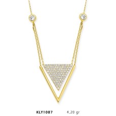 14 Ayar Altın İç İçe Üçgen Kolye KLY1087