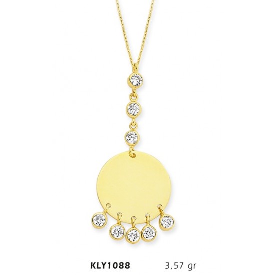 14 Ayar Altın Tria Plaka Kolye KLY1088