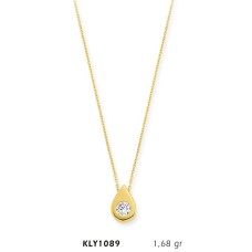 14 Ayar Altın Tektaş Damla Kolye KLY1089