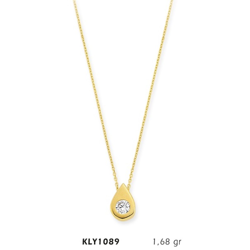 14 Ayar Altın Tektaş Damla Kolye KLY1089 14 Ayar Altın Tektaş Damla Kolye KLY1089