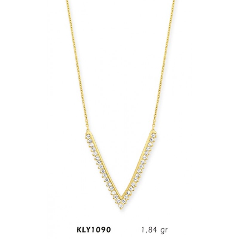 14 Ayar Altın V Kolye KLY1090 14 Ayar Altın V Kolye KLY1090
