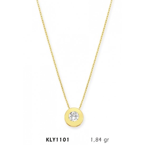 14 Ayar Altın Tektaş Kolye KLY1101 14 Ayar Altın Tektaş Kolye KLY1101