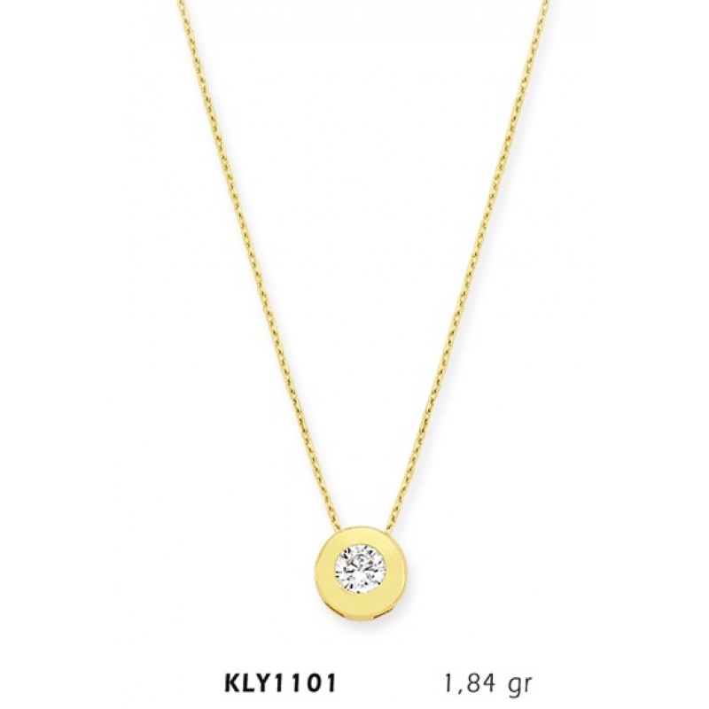 14 Ayar Altın Tektaş Kolye KLY1101