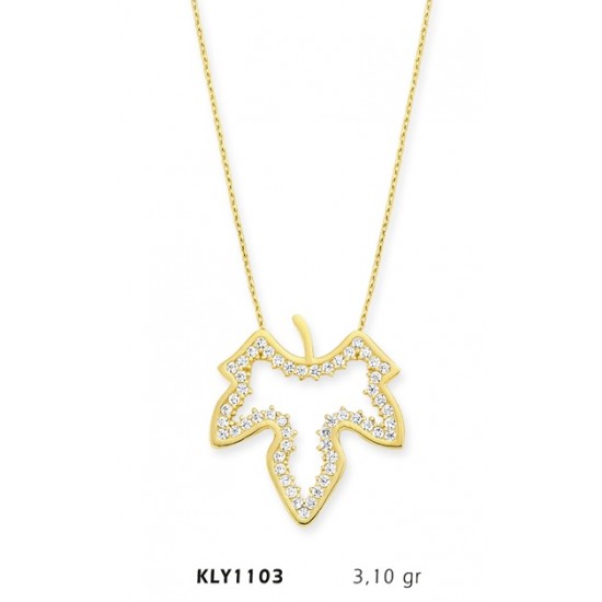 14 Ayar Altın Yaprak Kolye KLY1103