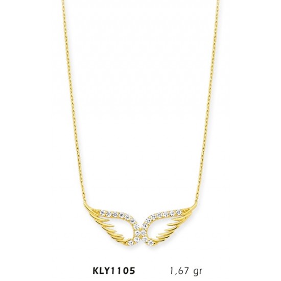 14 Ayar Altın Melek Kanadı Kolye KLY1105