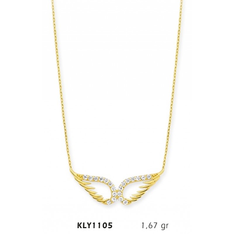 14 Ayar Altın Melek Kanadı Kolye KLY1105