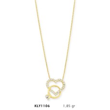 14 Ayar Altın Tektaş Yüzük Kalp Kolye KLY1106