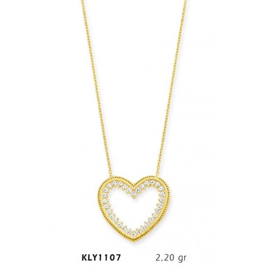 14 Ayar Altın Kalp Kolye KLY1107