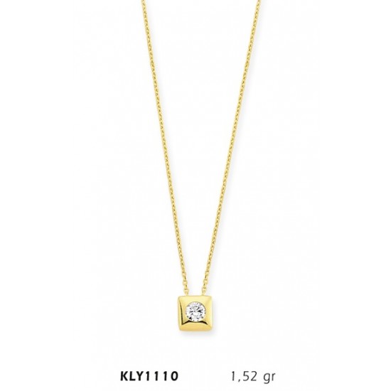 14 Ayar Altın Tektaş Kolye KLY1110