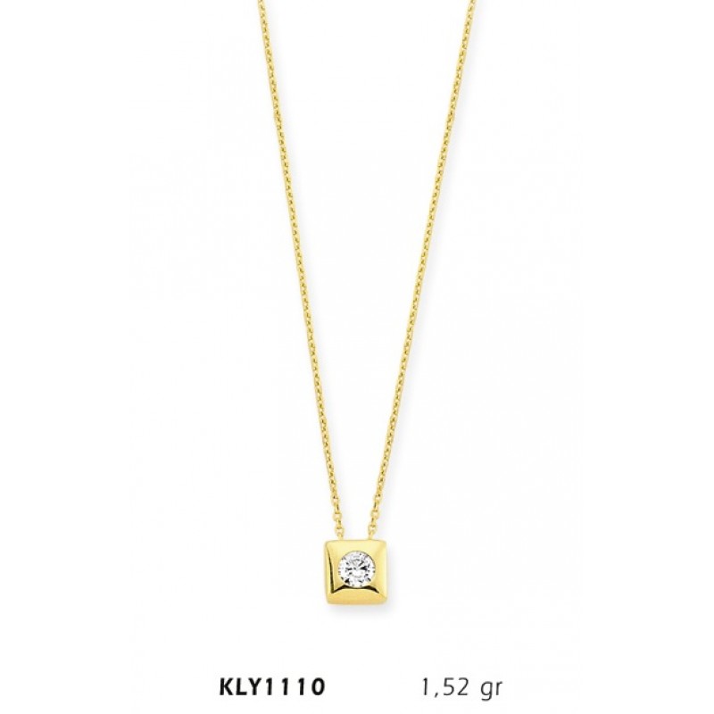 14 Ayar Altın Tektaş Kolye KLY1110