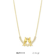 14 Ayar Altın Çift Kuş Kolye KLY1111