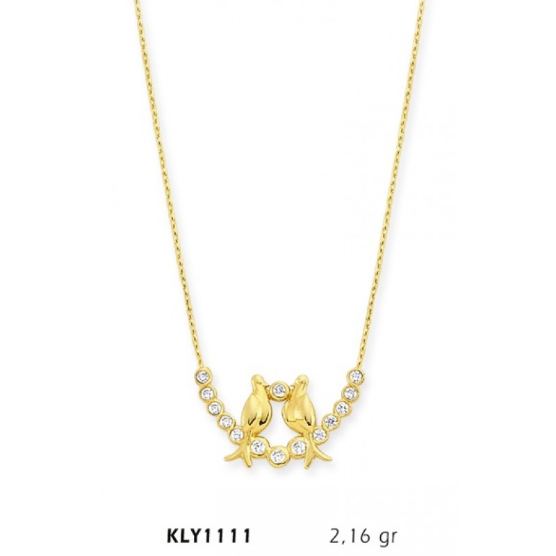 14 Ayar Altın Çift Kuş Kolye KLY1111