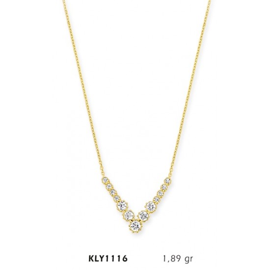 14 Ayar Altın V Kolye KLY1116