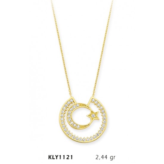 14 Ayar Altın Ayyıldız Kolye KLY1121