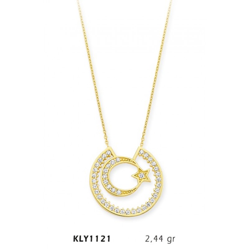 14 Ayar Altın Ayyıldız Kolye KLY1121